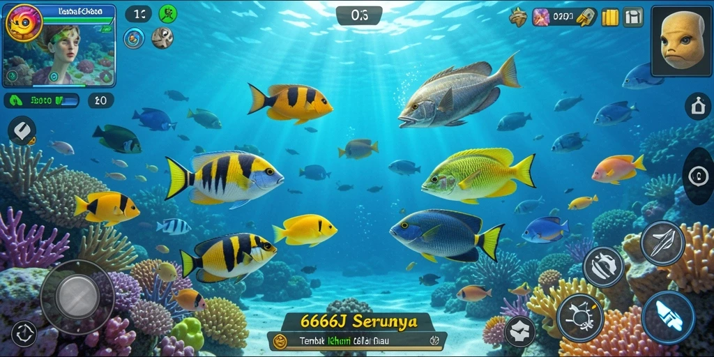 Gameplay Tembak Ikan yang seru dan penuh warna di 666J.
