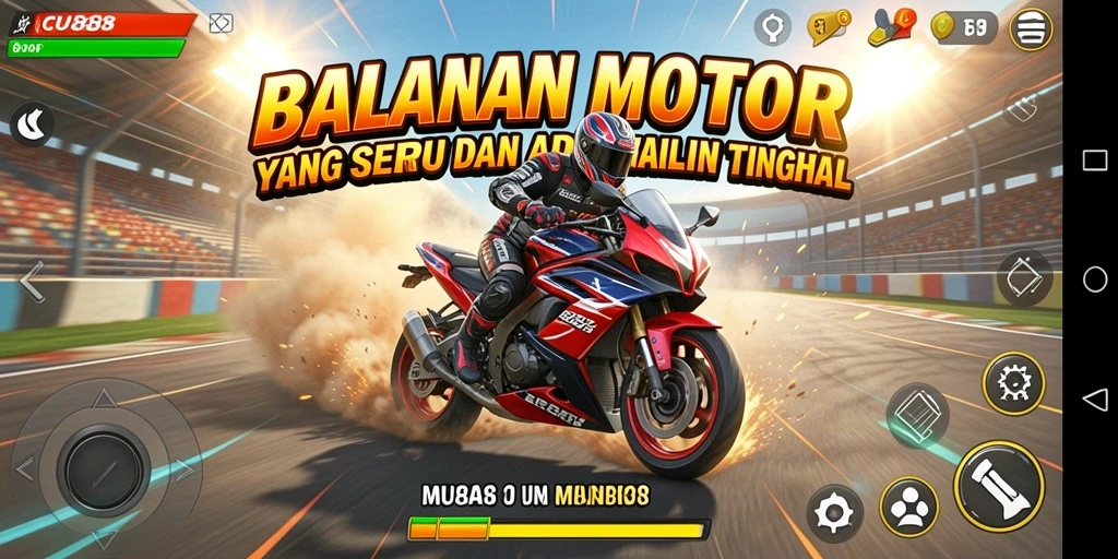 Tampilan gameplay balapan motor yang mendebarkan dan grafis menawan di CU888.