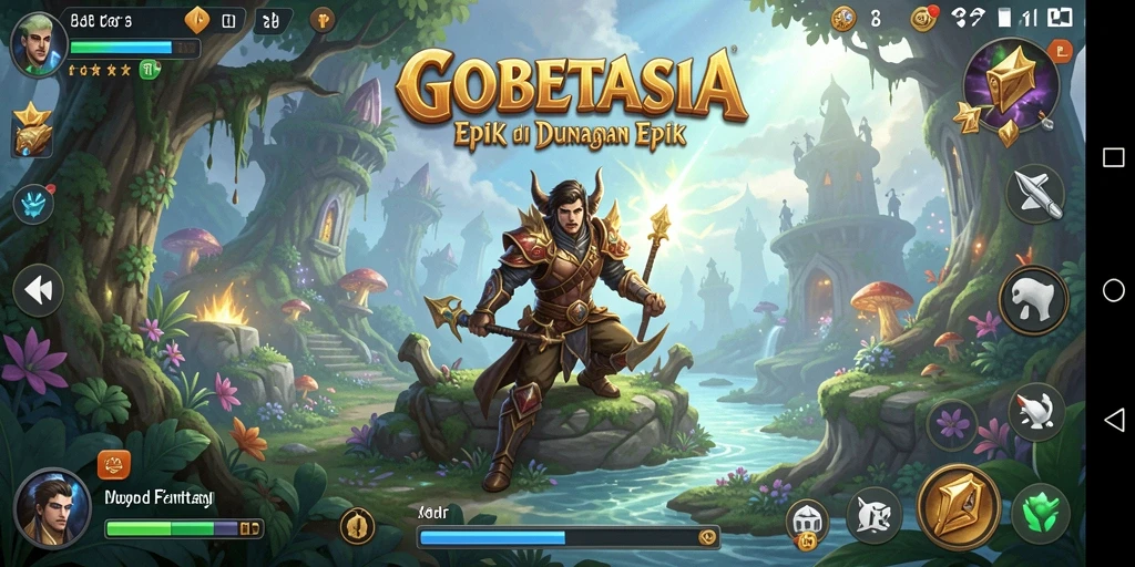 Tampilkan gameplay menegangkan karakter beraksi di dunia fantasi GOBETASIA.