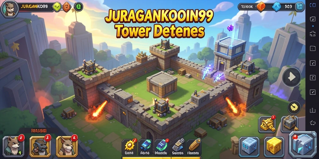 Screenshot menunjukkan aksi menarik dalam game Tower Defense JURAGANKOIN99.