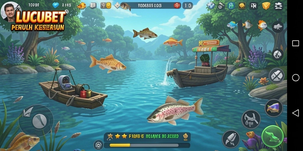 Gameplay LUCUBET menampilkan pengalaman memancing yang menakjubkan.