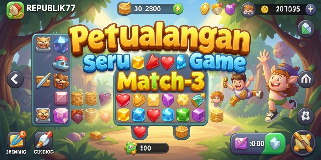 Tampilan gameplay Match-3 yang seru dan berwarna-warni.