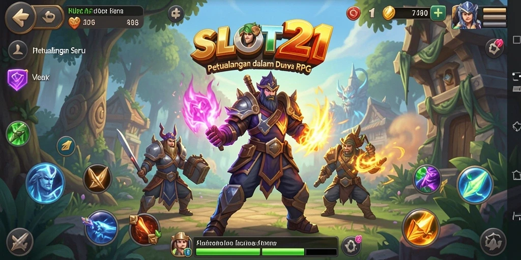 Tampilan gameplay mendebarkan saat bertarung dalam dunia RPG SLOT21.
